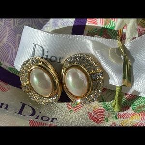 Vintage Cristian Dior Pearl Clip Earrings